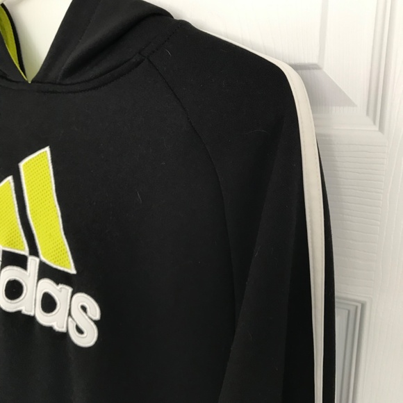 Adidas Pullover Hoodie Kids XL/Women's S/Men's M Black Neon Green Athletic - Picture 6 of 16
